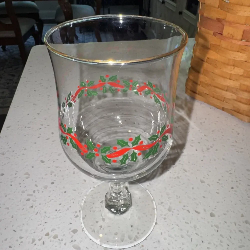 Vintage Libbey Arby’s Christmas Glass With Column Stem Single